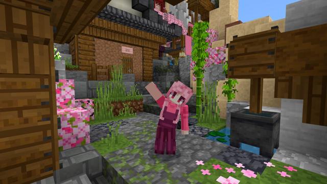Screenshot of the Minecraft Bedrock Marketplace product Cherry Mountain Temple created by CrackedCubes.