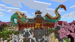 Screenshot of the Minecraft Bedrock Marketplace product Cherry Mountain Temple created by CrackedCubes.