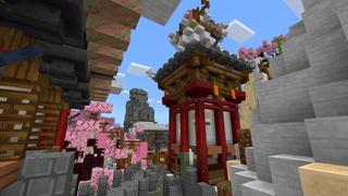 Screenshot of the Minecraft Bedrock Marketplace product Cherry Mountain Temple created by CrackedCubes.