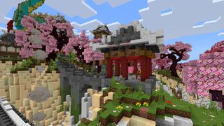 Screenshot of the Minecraft Bedrock Marketplace product Cherry Mountain Temple created by CrackedCubes.