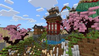Screenshot of the Minecraft Bedrock Marketplace product Cherry Mountain Temple created by CrackedCubes.