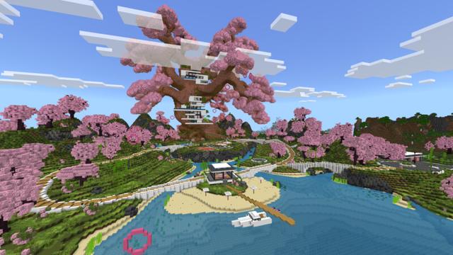 Screenshot of the Minecraft Bedrock Marketplace product Cherry Tree Mega Mansion created by CrackedCubes.