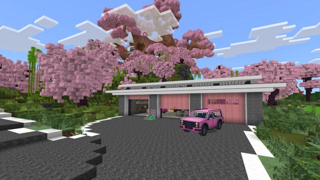 Screenshot of the Minecraft Bedrock Marketplace product Cherry Tree Mega Mansion created by CrackedCubes.