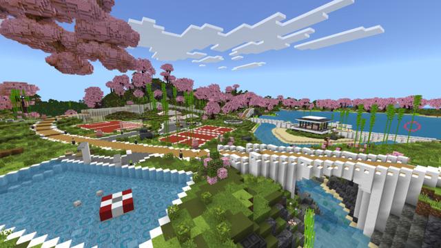Screenshot of the Minecraft Bedrock Marketplace product Cherry Tree Mega Mansion created by CrackedCubes.