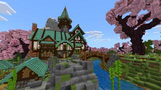 Screenshot of the Minecraft Bedrock Marketplace product Cute Home Cherry Mansion created by CrackedCubes.