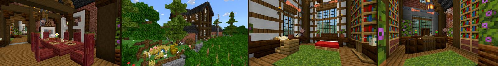 Panorama of the Minecraft Bedrock Marketplace product Cute Home Farmhouse created by CrackedCubes.