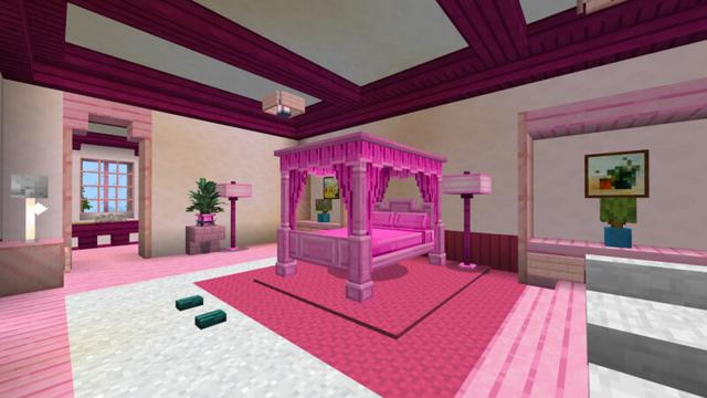 Screenshot of the Minecraft Bedrock Marketplace product Cute Pink Modern Mansion created by CrackedCubes.