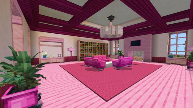 Screenshot of the Minecraft Bedrock Marketplace product Cute Pink Modern Mansion created by CrackedCubes.