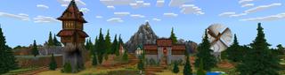 Panorama of the Minecraft Bedrock Marketplace product Cute Village Alpine created by CrackedCubes.
