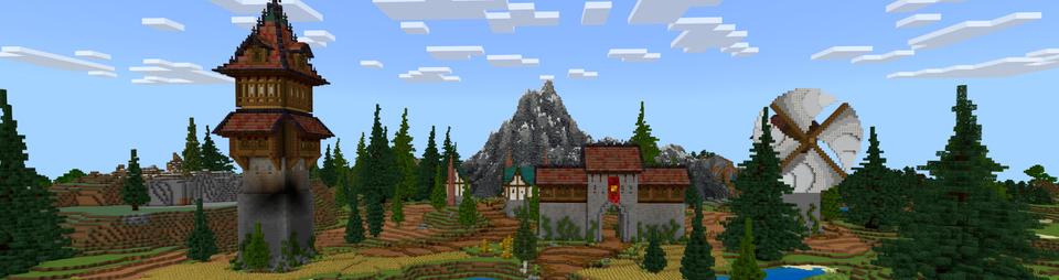 Panorama of the Minecraft Bedrock Marketplace product Cute Village Alpine created by CrackedCubes.