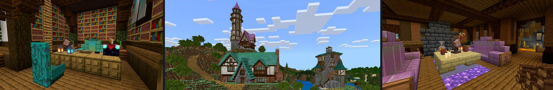 Panorama of the Minecraft Bedrock Marketplace product Cute Village Medieval created by CrackedCubes.