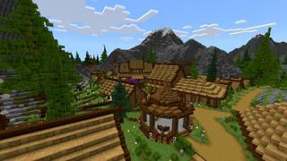 Screenshot of the Minecraft Bedrock Marketplace product Cute Village Mountain created by CrackedCubes.