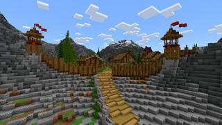 Screenshot of the Minecraft Bedrock Marketplace product Cute Village Mountain created by CrackedCubes.