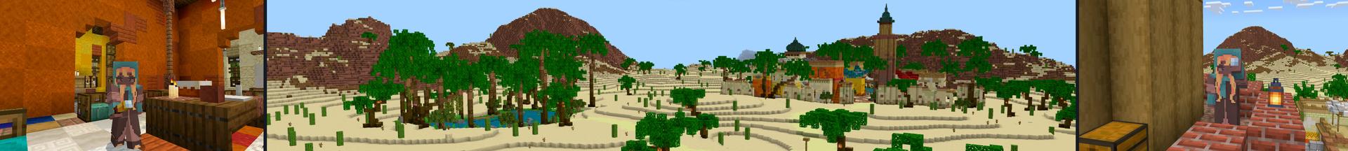 Panorama of the Minecraft Bedrock Marketplace product Desert Oasis created by CrackedCubes.