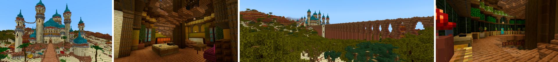 Panorama of the Minecraft Bedrock Marketplace product Desert Refuge created by CrackedCubes.