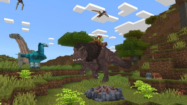 Screenshot of the Minecraft Bedrock Marketplace product Dinosaur Hunter Add-On (1.0) created by CrackedCubes.