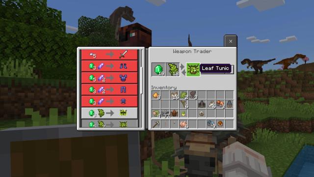 Screenshot of the Minecraft Bedrock Marketplace product Dinosaur Hunter Add-On created by CrackedCubes.