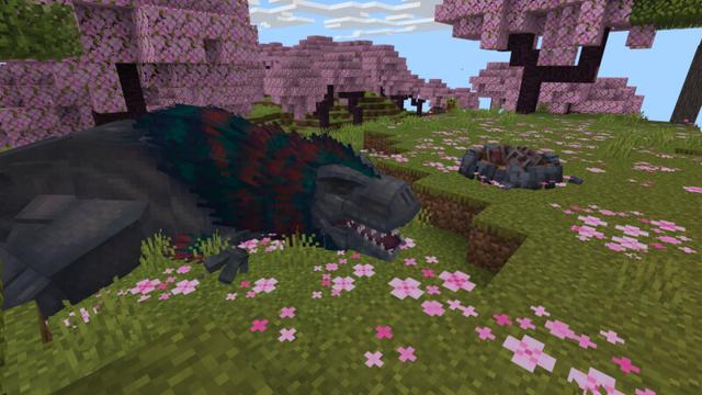 Screenshot of the Minecraft Bedrock Marketplace product Dinosaur Hunter Add-On created by CrackedCubes.