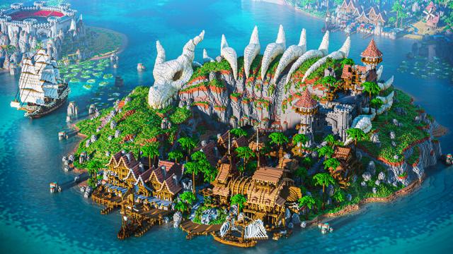 Thumbnail of the Minecraft Bedrock Marketplace product Dragon Skeleton Island created by CrackedCubes.