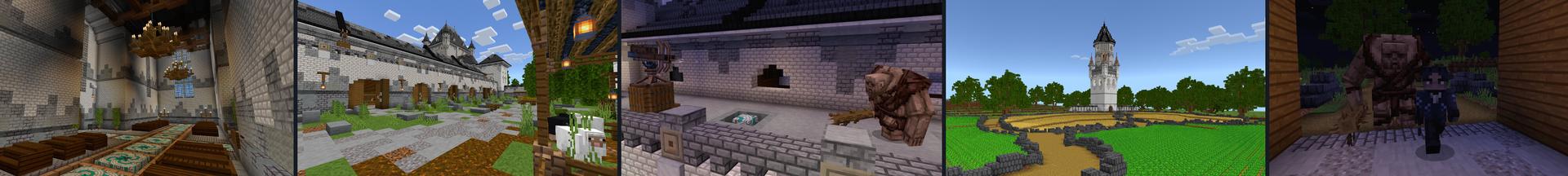 Panorama of the Minecraft Bedrock Marketplace product Gothic Castle Defense created by CrackedCubes.