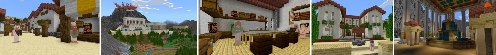Panorama of the Minecraft Bedrock Marketplace product Greek World created by CrackedCubes.