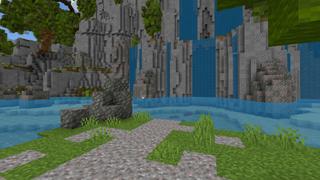 Screenshot of the Minecraft Bedrock Marketplace product Hidden Home Waterfall created by CrackedCubes.