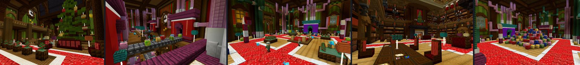 Panorama of the Minecraft Bedrock Marketplace product Holiday Winter Mansion 2 created by CrackedCubes.