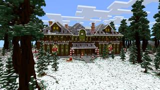 Screenshot of the Minecraft Bedrock Marketplace product Holiday Winter Mansion 2 created by CrackedCubes.