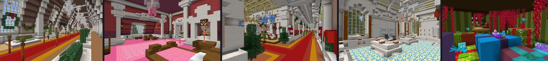 Panorama of the Minecraft Bedrock Marketplace product Holiday Winter Mansion created by CrackedCubes.