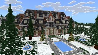 Screenshot of the Minecraft Bedrock Marketplace product Holiday Winter Mansion created by CrackedCubes.