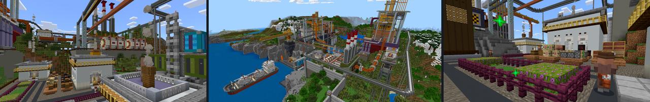 Panorama of the Minecraft Bedrock Marketplace product Industrial Site created by CrackedCubes.