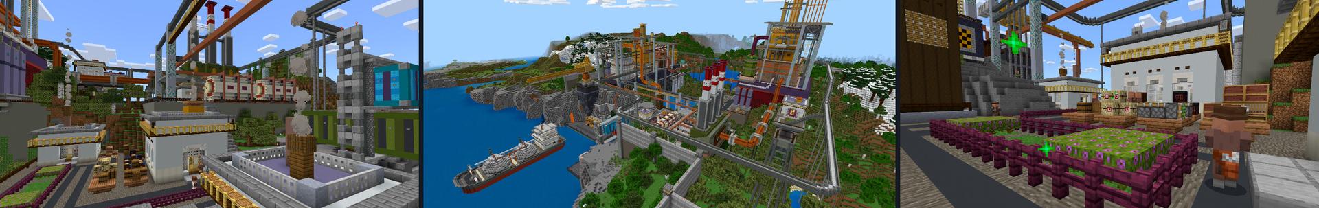 Panorama of the Minecraft Bedrock Marketplace product Industrial Site created by CrackedCubes.