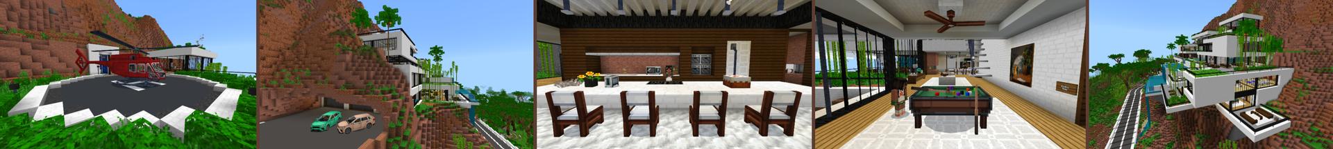 Panorama of the Minecraft Bedrock Marketplace product Jungle Cliff Mansion created by CrackedCubes.