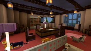 Screenshot of the Minecraft Bedrock Marketplace product Kitty Cafe created by CrackedCubes.