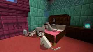 Screenshot of the Minecraft Bedrock Marketplace product Kitty Cafe created by CrackedCubes.