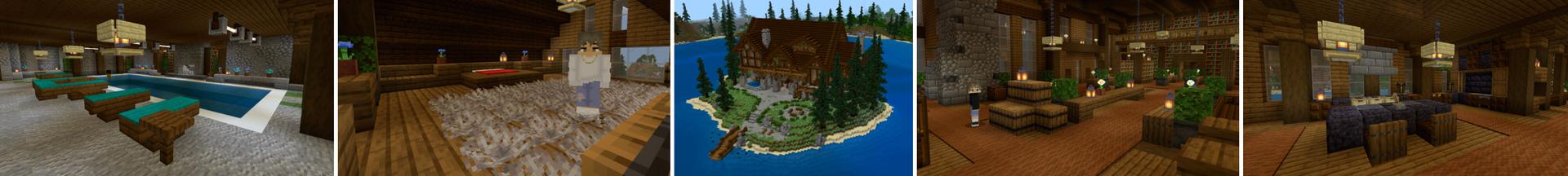 Panorama of the Minecraft Bedrock Marketplace product Lake Mansion created by CrackedCubes.
