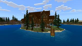 Screenshot of the Minecraft Bedrock Marketplace product Lake Mansion created by CrackedCubes.