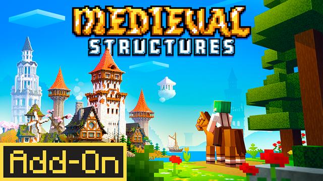 Thumbnail of the Minecraft Bedrock Marketplace product Medieval Structures Add-On (1.0) created by CrackedCubes.