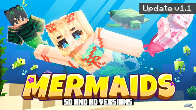 Thumbnail of the Minecraft Bedrock Marketplace product Mermaids (SD and HD) created by CrackedCubes.