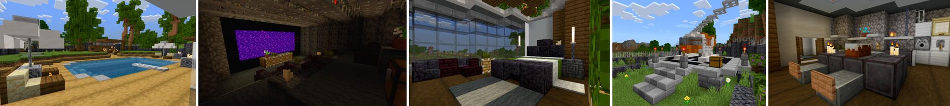 Panorama of the Minecraft Bedrock Marketplace product Mini Modern Mansion created by CrackedCubes.
