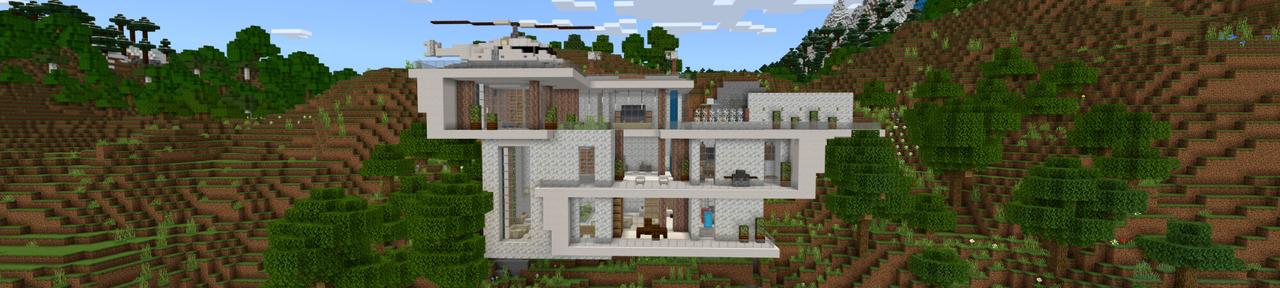 Panorama of the Minecraft Bedrock Marketplace product Modern Deluxe Mansion created by CrackedCubes.