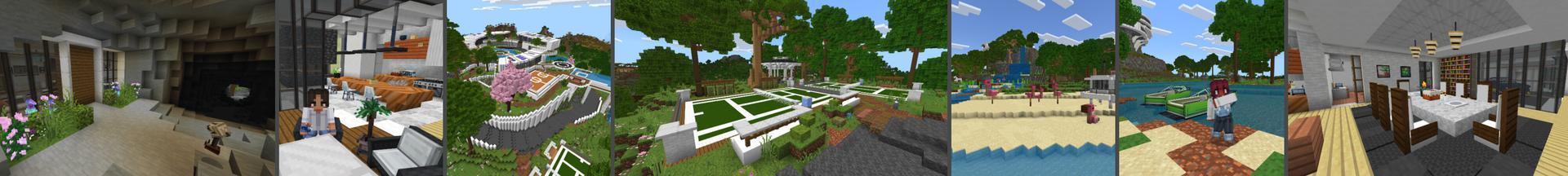 Panorama of the Minecraft Bedrock Marketplace product Modern Hill Mansion created by CrackedCubes.