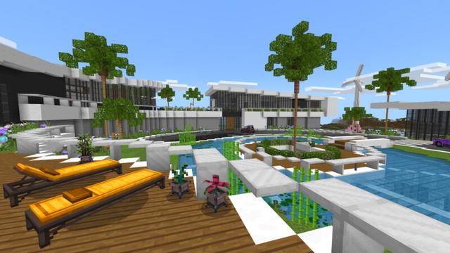 Screenshot of the Minecraft Bedrock Marketplace product Modern Hill Mansion created by CrackedCubes.