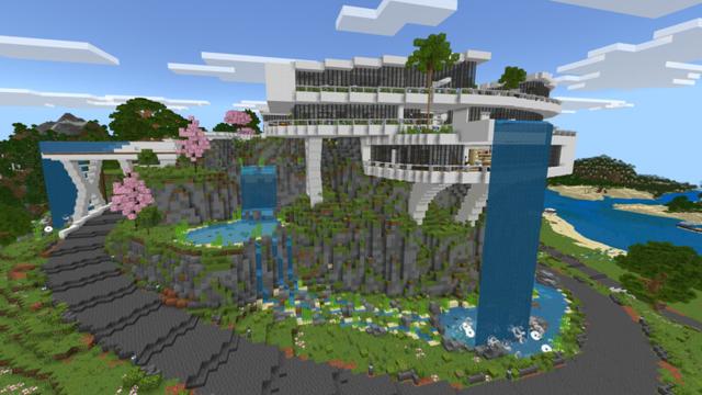 Screenshot of the Minecraft Bedrock Marketplace product Modern Hill Mansion created by CrackedCubes.