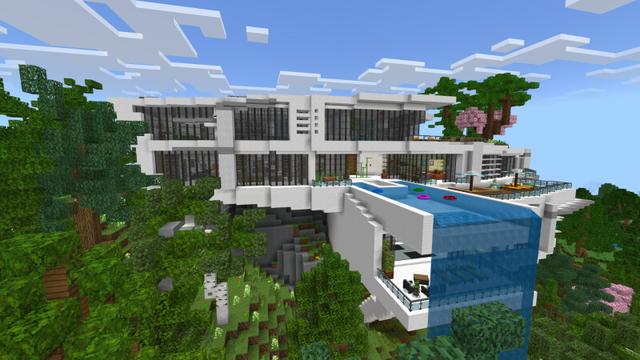 Screenshot of the Minecraft Bedrock Marketplace product Modern Hill Mansion created by CrackedCubes.