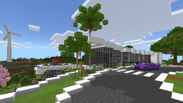 Screenshot of the Minecraft Bedrock Marketplace product Modern Hill Mansion created by CrackedCubes.