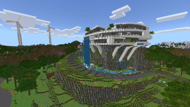 Screenshot of the Minecraft Bedrock Marketplace product Modern Hill Mansion created by CrackedCubes.