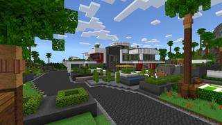 Screenshot of the Minecraft Bedrock Marketplace product Modern Mega Mansion created by CrackedCubes.