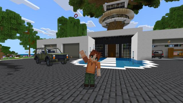 Screenshot of the Minecraft Bedrock Marketplace product Modern Tree Mansion created by CrackedCubes.