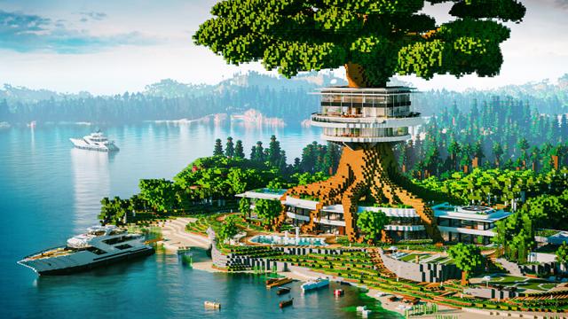 Thumbnail of the Minecraft Bedrock Marketplace product Modern Tree Mansion created by CrackedCubes.